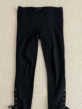 Ann Taylor Black Lace-Up Leggings